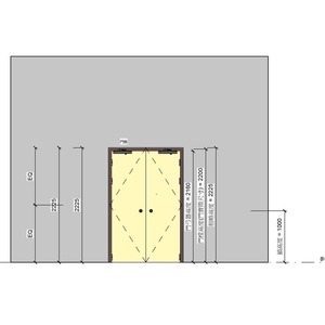 雙扇木骨架鋼製防火門_喇叭鎖_旗型鉸鏈_外露式門弓器_400v18