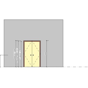 雙扇木骨架木製防火門_喇叭鎖_蝶型鉸鏈_外露式門弓器_400v18