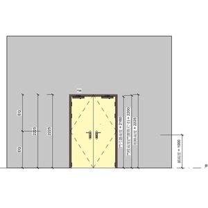 雙扇木骨架木製防火門_匣式機械鎖E-319_蝶型鉸鏈_外露式門弓器_400v18