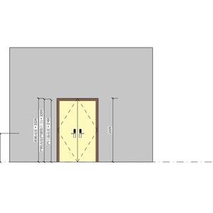 雙扇木骨架木製防火門_匣式電子鎖WEL-3600_蝶型鉸鏈_外露式門弓器_400v18