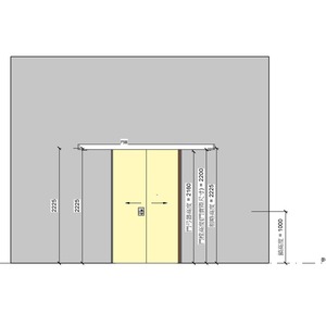 雙扇橫拉鋼製門樘防火門(有框)(含護鈎)_電鎖_自動門機_400v18