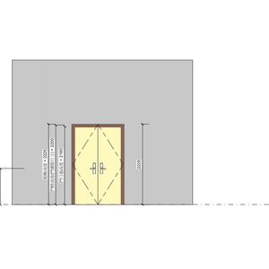 雙扇肯特木製防火門_匣式電子鎖WEL-3600_蝶型鉸鏈_外露式門弓器 _300v18