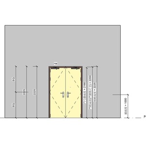 雙扇肯特木製防火門_匣式機械鎖E-319_蝶型鉸鏈_外露式門弓器_300v18
