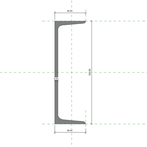 翼板厚度漸變槽鋼 300x90x9x13_V20