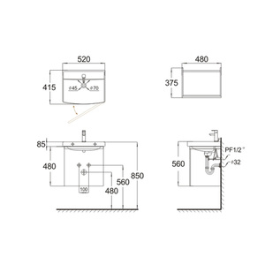 凱樂KARAT_K-1740+K-740CH米萊清清浴櫃52cm_V22